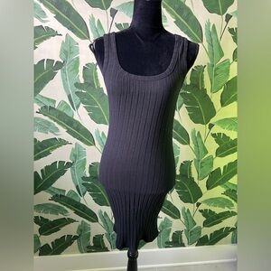 Boutique Women’s Black Ribbed Mini Tank Dress Medium